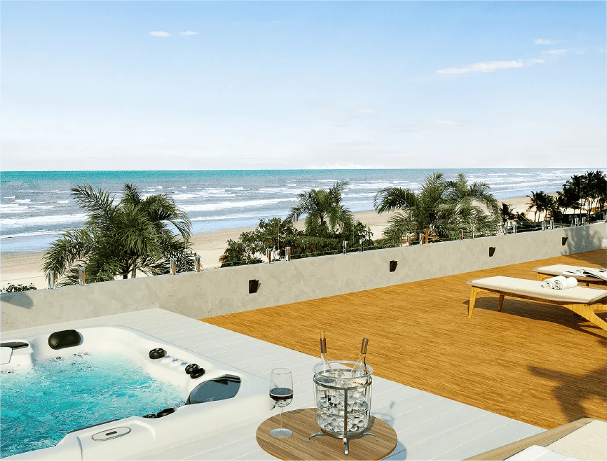 Jacuzi com vista para o mar no Maravista Home Beach em Aracaju