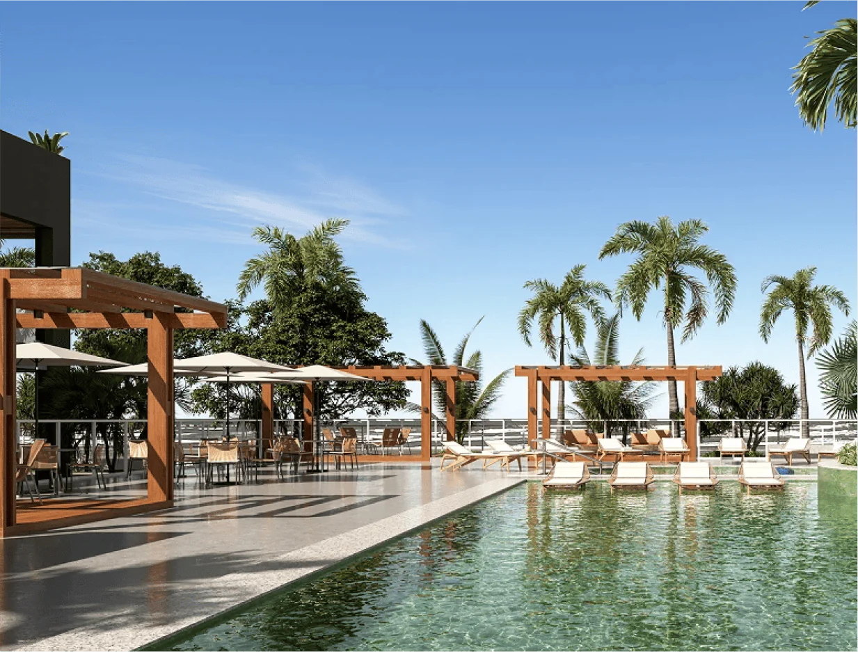 Área de lazer com piscina do Maravista Home Beach em Aracaju